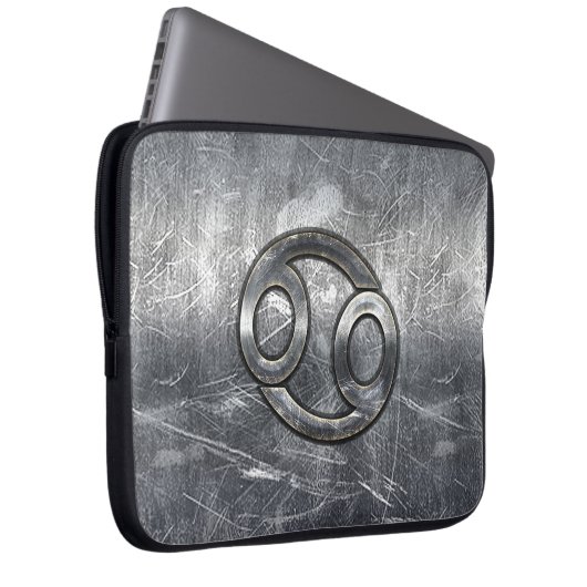Modernes Krebszeichen im Silver Metal Stil Laptopschutzhülle (Vorne Rechts)