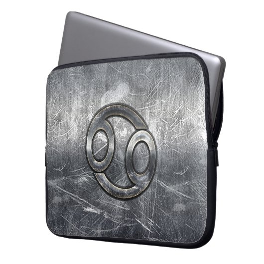 Modernes Krebszeichen im Silver Metal Stil Laptopschutzhülle (Vorderseite Links)