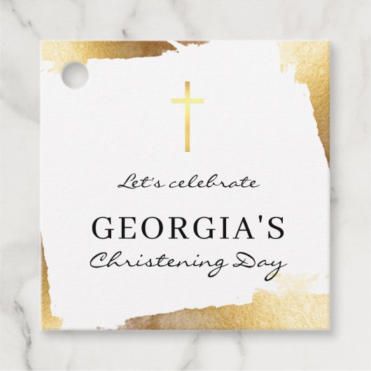 MODERNES KRISTENENZEN-Kreuzschild Geschenkanhänger (Vorderseite)