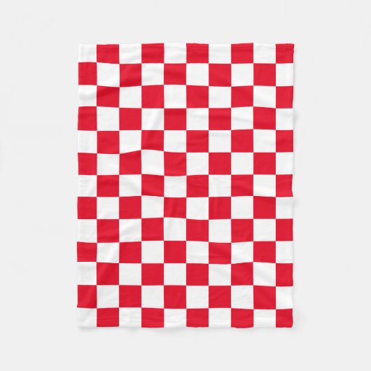 Modernes kroatisches Rotes Schachbrett Muster Flee Fleecedecke (Vorderseite)