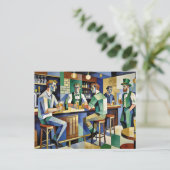 Modernes Kubistisches Irisches Pub Postkarte (Stehend Vorderseite)