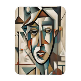 Modernes kubistisches Portrait Abstrakt Art Magnet