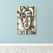 Modernes kubistisches Portrait Abstrakt Wall Art L Leinwanddruck (Insitu (Holzboden))