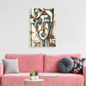 Modernes kubistisches Portrait Abstrakt Wall Art L Leinwanddruck (Insitu (Wohnzimmer))