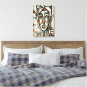Modernes kubistisches Portrait Abstrakt Wall Art L Leinwanddruck (Insitu (Schlafzimmer))