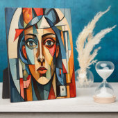 Modernes kubistisches Portrait Geometric Wall Art  Fotoplatte (Seite)