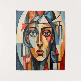 Modernes kubistisches Portrait Geometric Wall Art  Wandteppich