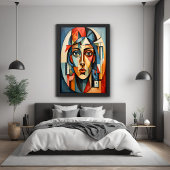 Modernes kubistisches Portrait Geometrisches Wall  Poster