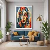Modernes kubistisches Portrait Geometrisches Wall  Poster