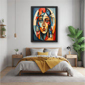 Modernes kubistisches Portrait Geometrisches Wall  Poster