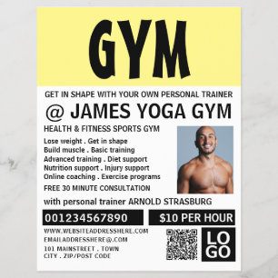 Modernes Kühl, Personal Trainer, Gymnastikwerbung Flyer