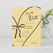 Modernes, kühne Herz-Bow-Foto-Hochzeit retten das Einladung (Stehend Vorderseite)