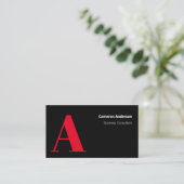 Modernes, kühne Rot Schwarz-weiß Minimal Beruflich Visitenkarte (Stehend Vorderseite)