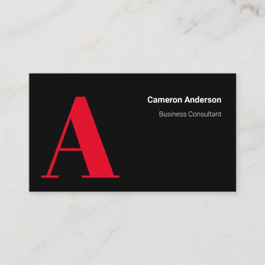 Modernes, kühne Rot Schwarz-weiß Minimal Beruflich Visitenkarte (Vorderseite)