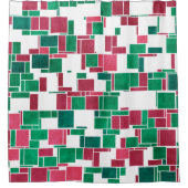 Modernes, kühne Rot und Grün Weihnachten Mondrian Duschvorhang (Vorderseite)