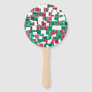Modernes, kühne Rot und Grün Weihnachten Mondrian Fächer