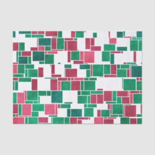 Modernes, kühne Rot und Grün Weihnachten Mondrian Seidenpapier