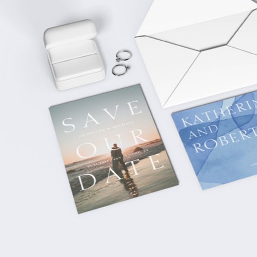 Modernes, kühne Typografie-Foto Save the Date Ankündigung