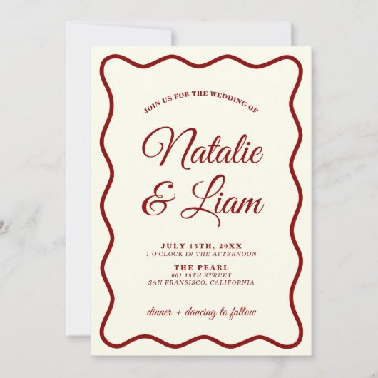 Modernes, kühnes Elfenbein Retro Funky Einzigartig Einladung (Vorderseite)