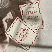 Modernes, kühnes Elfenbein Retro Funky Einzigartig Einladung