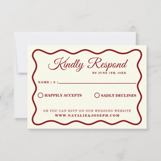 Modernes, kühnes Elfenbein Retro Funky Einzigartig RSVP Karte (Vorderseite)