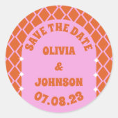 Modernes kühnes Hochzeitdatum Save the Date rosa O Runder Aufkleber (Vorderseite)