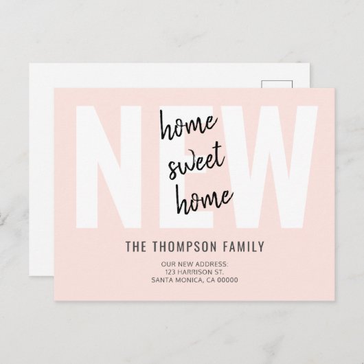 Modernes, kühnes neues Zuhause Sweet Zuhause Ankündigungspostkarte (Vorne/Hinten)