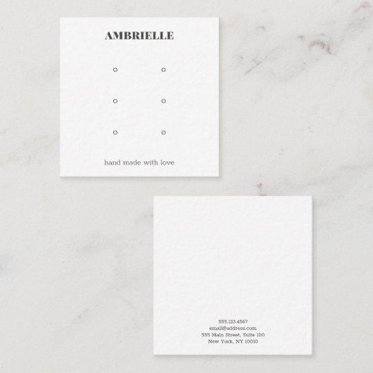 Modernes, kühnes Schmuckstück 3 Gestüt Earring Dis Quadratische Visitenkarte (Vorne/Hinten)