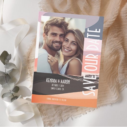 Modernes, kühnes und Edgy Wedding retten das Datum Einladung