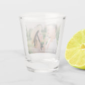 Modernes, kundenspezifisches Foto, frisch verheira Schnapsglas (Rückseite)