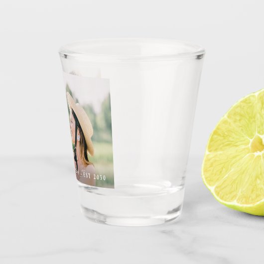 Modernes, kundenspezifisches Foto, frisch verheira Schnapsglas (Rechts)