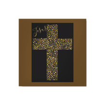 Modernes Kunstbild Jesus Gold Cross Brown