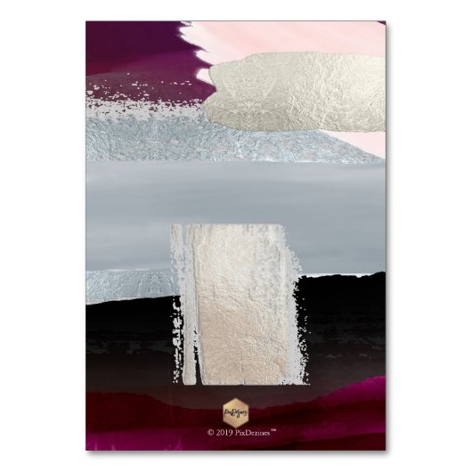 Modernes Kunstburgund+Blush Table Nrn. Button zu B Tischnummer (Rückseite)