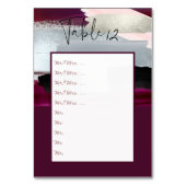 Modernes Kunstburgund+Blush Table Nrn. Button zu B Tischnummer (Vorderseite)