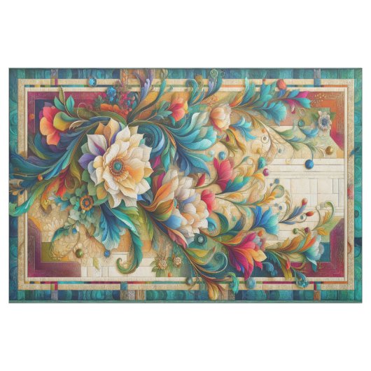 Modernes Kunstchater Quilly Floral Panel Stoff (Fat Quarter (45,7 x 55,9 cm))