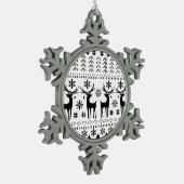 Modernes Kunsthistorisches Rentier Schneeflocken Zinn-Ornament (Links)