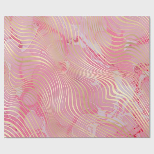 Modernes, Künstlerisch rosa, goldgekröntes Streife Geschenkpapier (Flach)