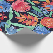 Modernes, Künstlerisches Korallenblau, florales Wa Geschenkpapier (Ecke)