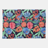 Modernes, Künstlerisches Korallenblau, florales Wa Geschirrtuch (Horizontal)