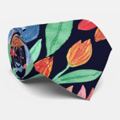 Modernes, Künstlerisches Korallenblau, florales Wa Krawatte (Gerollt)