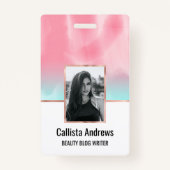 Modernes Künstlerisches Pink Aqua Ausweis (Vorderseite)