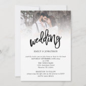 Modernes Künstlerisches Script Foto QR Code Hochze Einladung (Vorderseite)