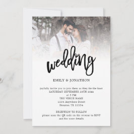 Modernes Künstlerisches Script Foto QR Code Hochze Einladung