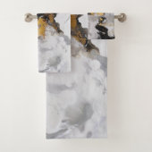 Modernes Künstlerisches Weiß, Schwarz und Gold Badhandtuch Set (Insitu)