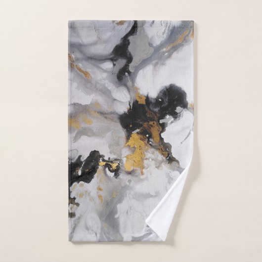 Modernes Künstlerisches Weiß, Schwarz und Gold Badhandtuch Set (Handtuch)