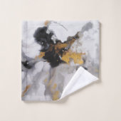 Modernes Künstlerisches Weiß, Schwarz und Gold Badhandtuch Set (Waschlappen)