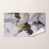 Modernes Künstlerisches Weiß, Schwarz und Gold Badhandtuch Set (Handtuch)