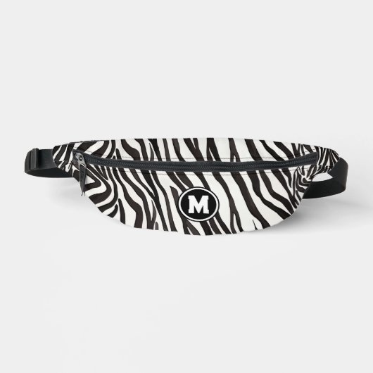 Modernes Künstlerisches Zebrastreifen-Monogramm Bauchtasche (Vorderseite)