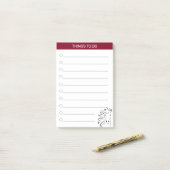 Modernes Kunstpferd in Bordeaux und Weiß Post-it Klebezettel (Auf Schreibtisch)