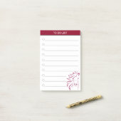 Modernes Kunstpferd in Bordeaux und Weiß Post-it Klebezettel (Auf Schreibtisch)